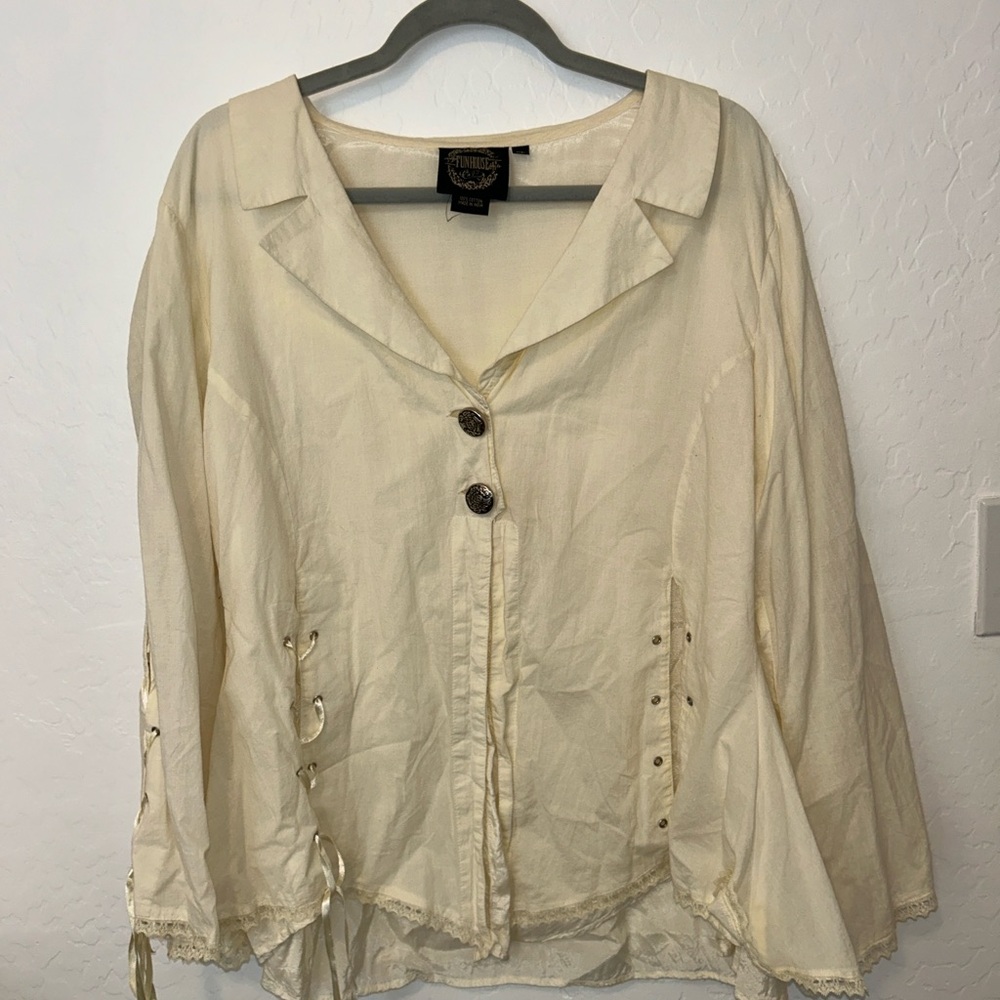 Funhouse Cream Button-Up Women's Top medieval costume